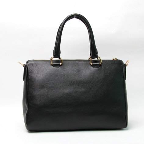 2014 Prada Grained Calf Leather Vitello Daino Top Handle Bag BL0778 black - Click Image to Close